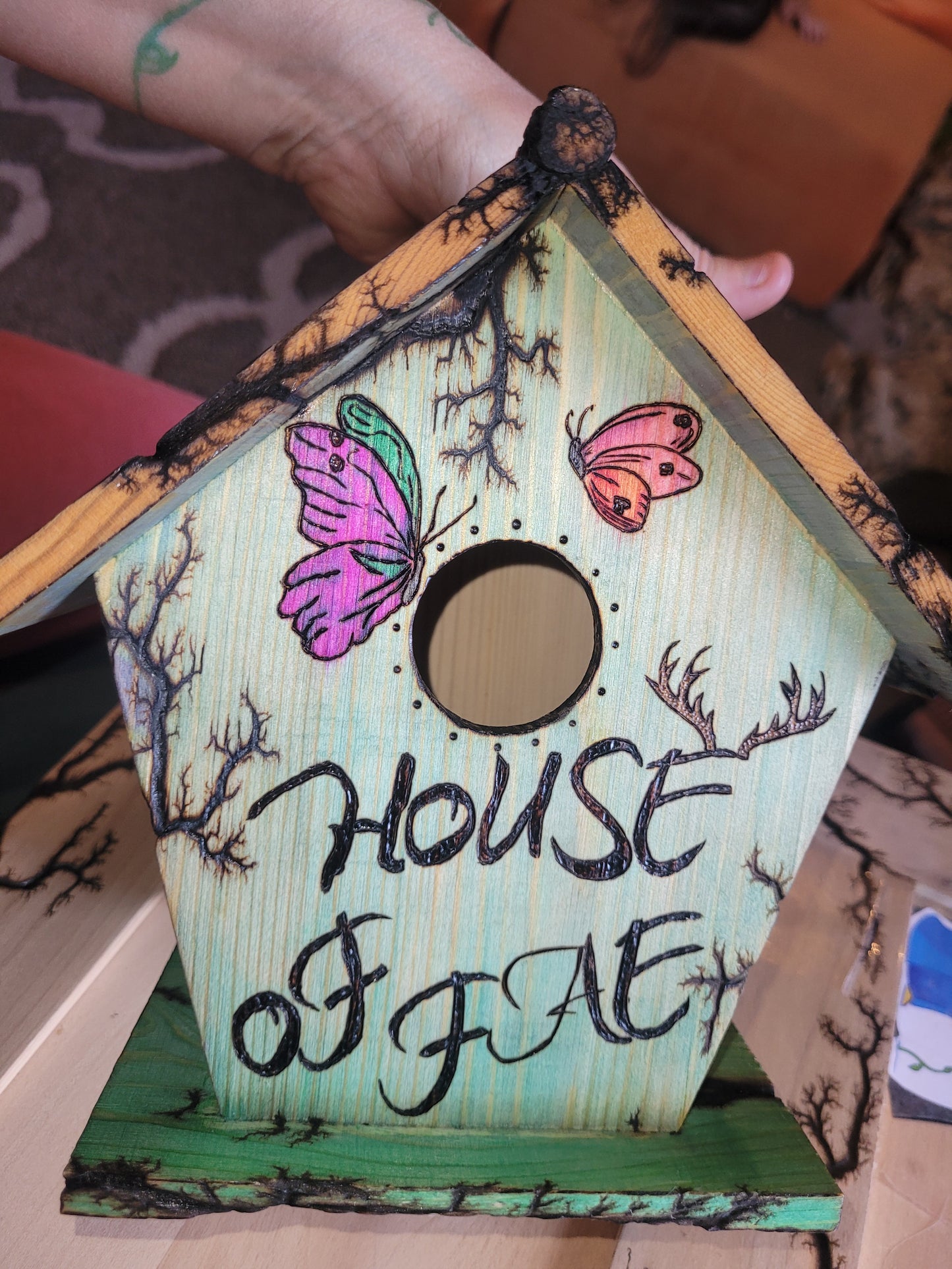 House of Fae...a Birdhouse - 'Pyrographics by The Ragdoll Princess'