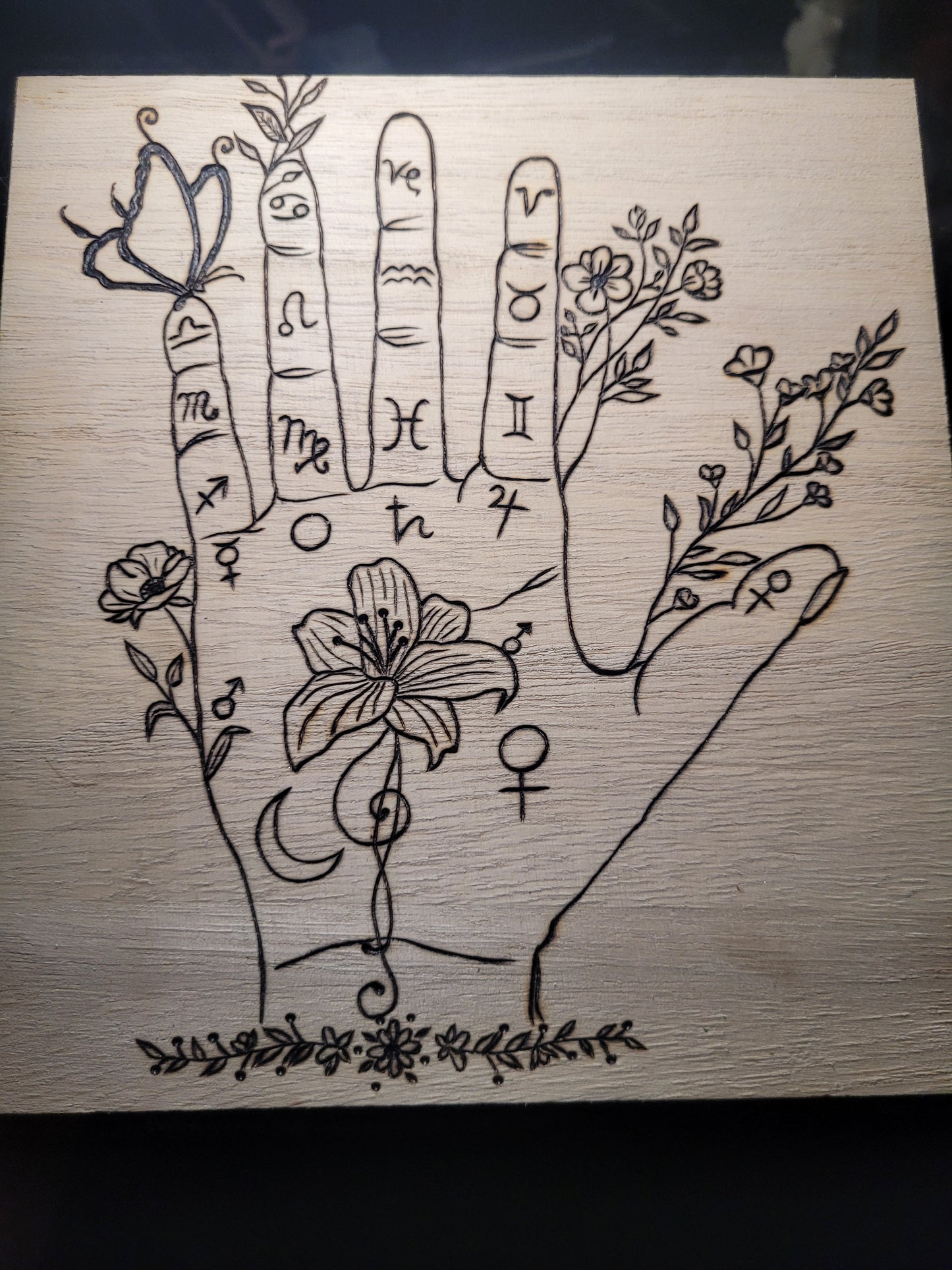 Herbal Palmistry Treasure Box - 'Pyrographics by The Ragdoll Princess'