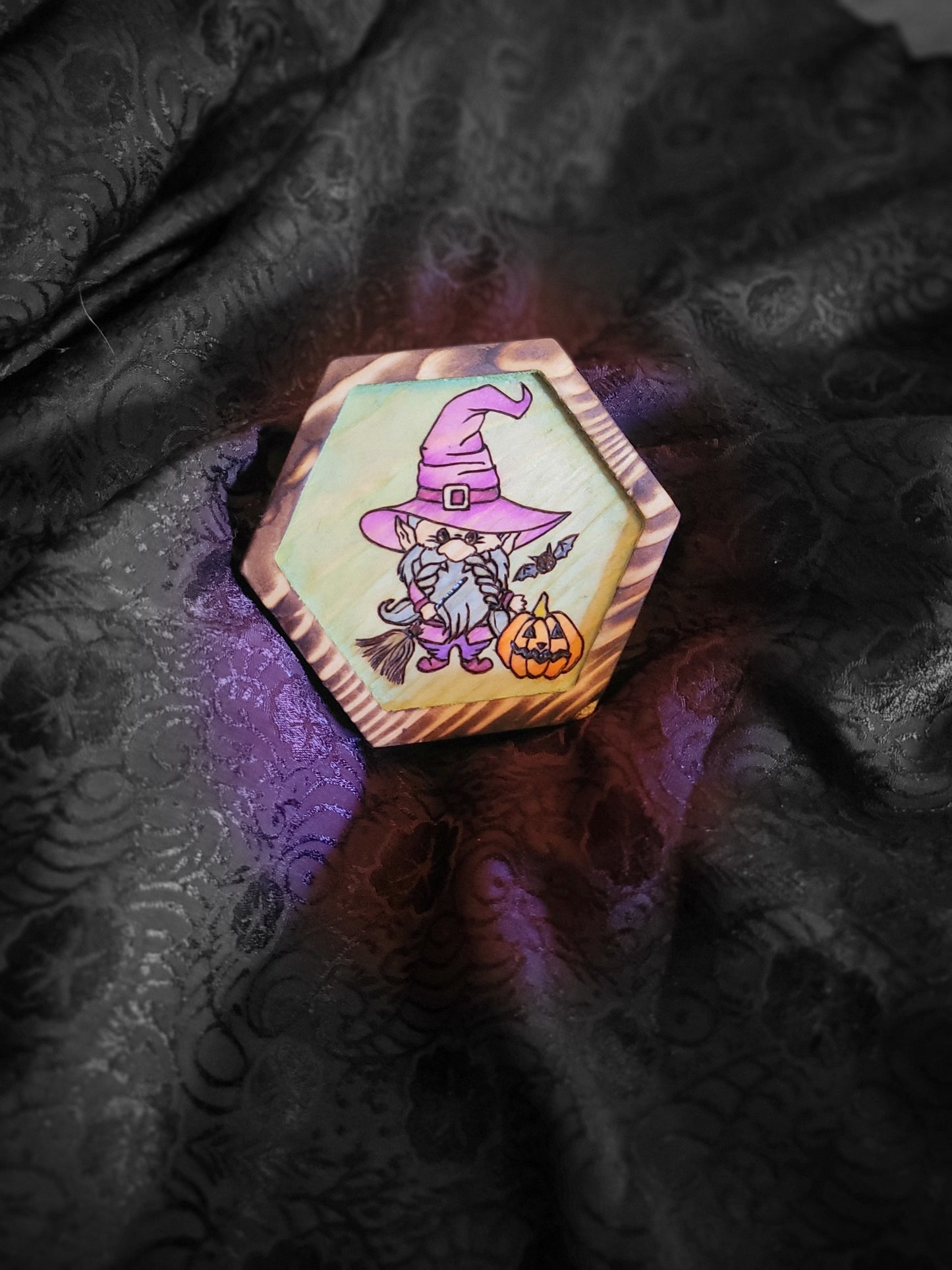 Halloween Gnome Coaster Set - 'Pyrographics by The Ragdoll Princess'