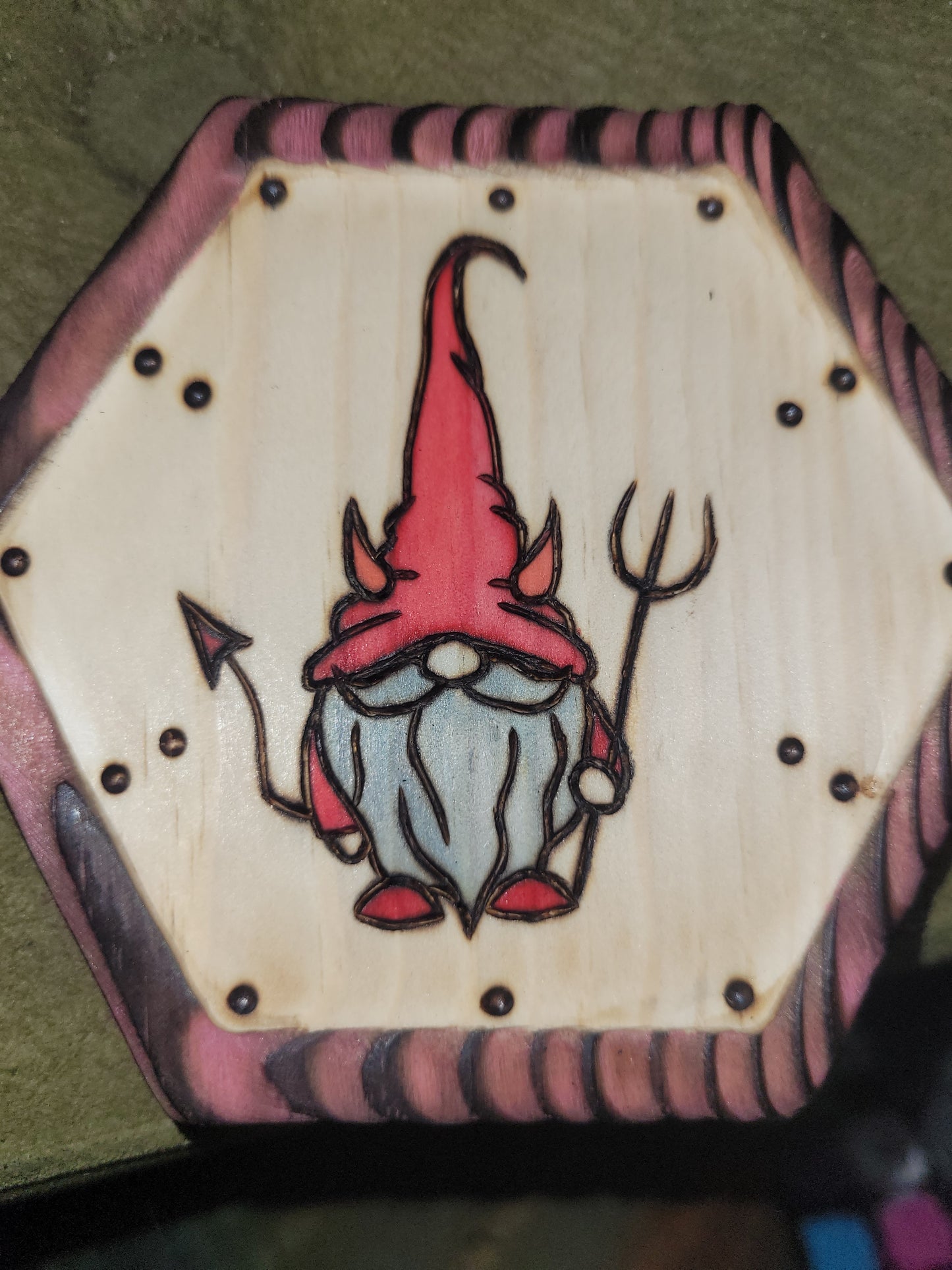 Halloween Gnome Shou Sugi Ban Coaster Set - 'Pyrographics by The Ragdoll Princess'