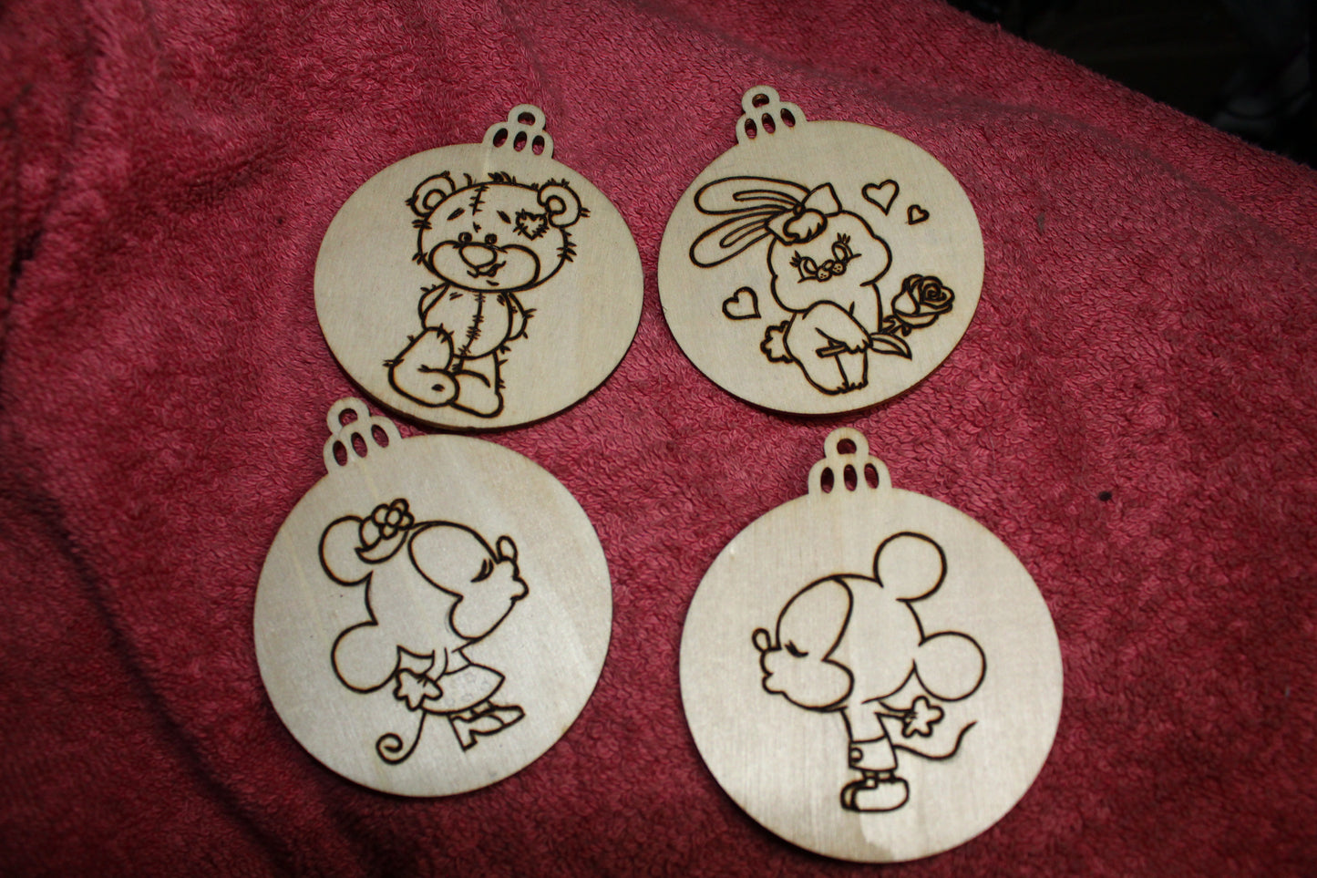 Valentines Ornaments "FUZZY LOVE" - 'Pyrographics by The Ragdoll Princess'