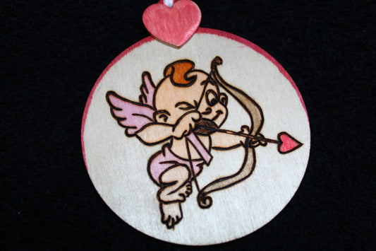 Valentines Ornaments "CUPID" - 'Pyrographics by The Ragdoll Princess'